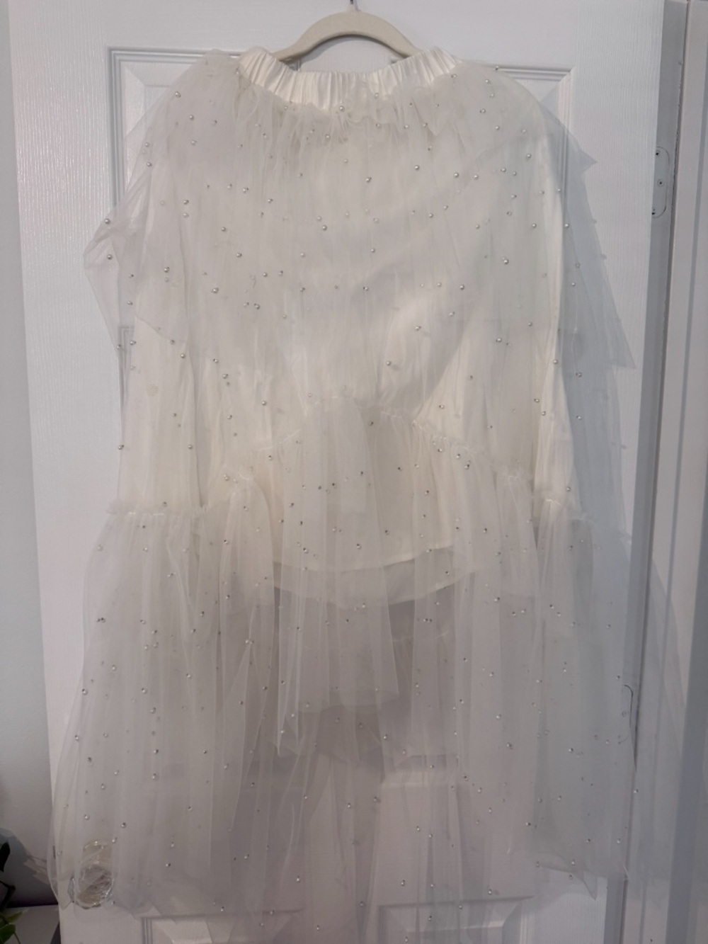 Maeve Tulle & Pearl-Embellished Sheer Skirt size S